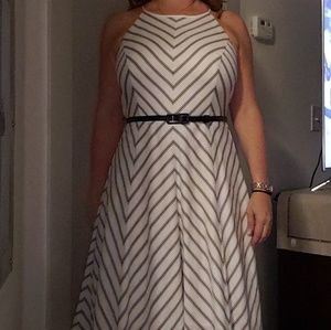White and black striped dress